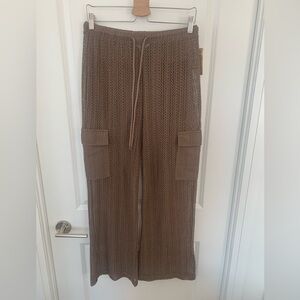Knit Wide-Leg Beach Pants in Taupe